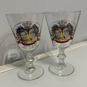 Vintage Collector Fancy Princess Diana Royal Wine Glasses Set